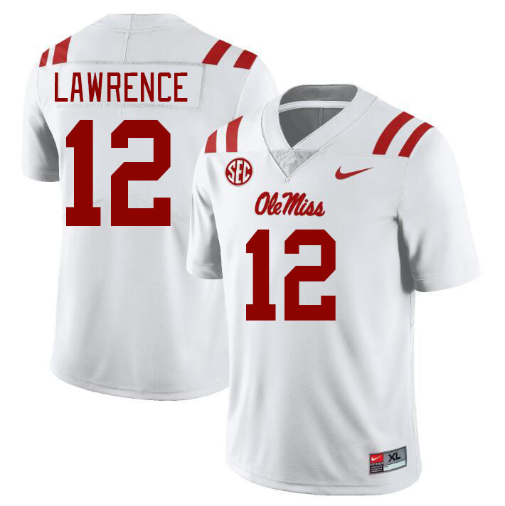 Men #12 Key Lawrence Ole Miss Rebels College Football Jerseys Stitched-White